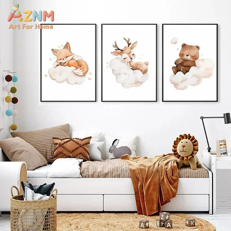 AZNM Watercolor Sleeping Woodl - Baby Nursery Frames recension och pris
