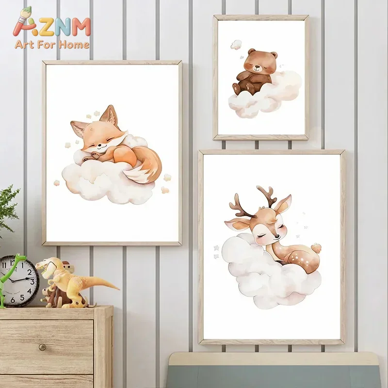 AZNM Watercolor Sleeping Woodl - Baby Nursery Frames recension och pris
