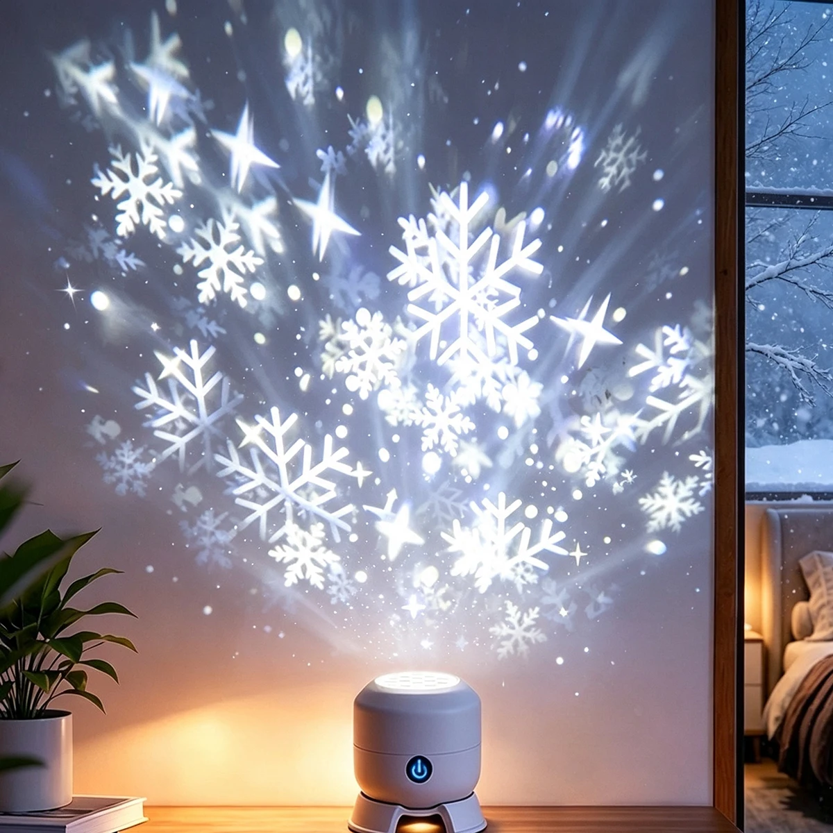 LED Rotating Snowflake Star Pr - Baby Nursery Wall Lights recension och pris