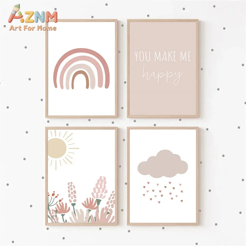 AZNM Boho Pink Rainbow Sun Flo - Baby Girl Nursery Quotes recension och pris