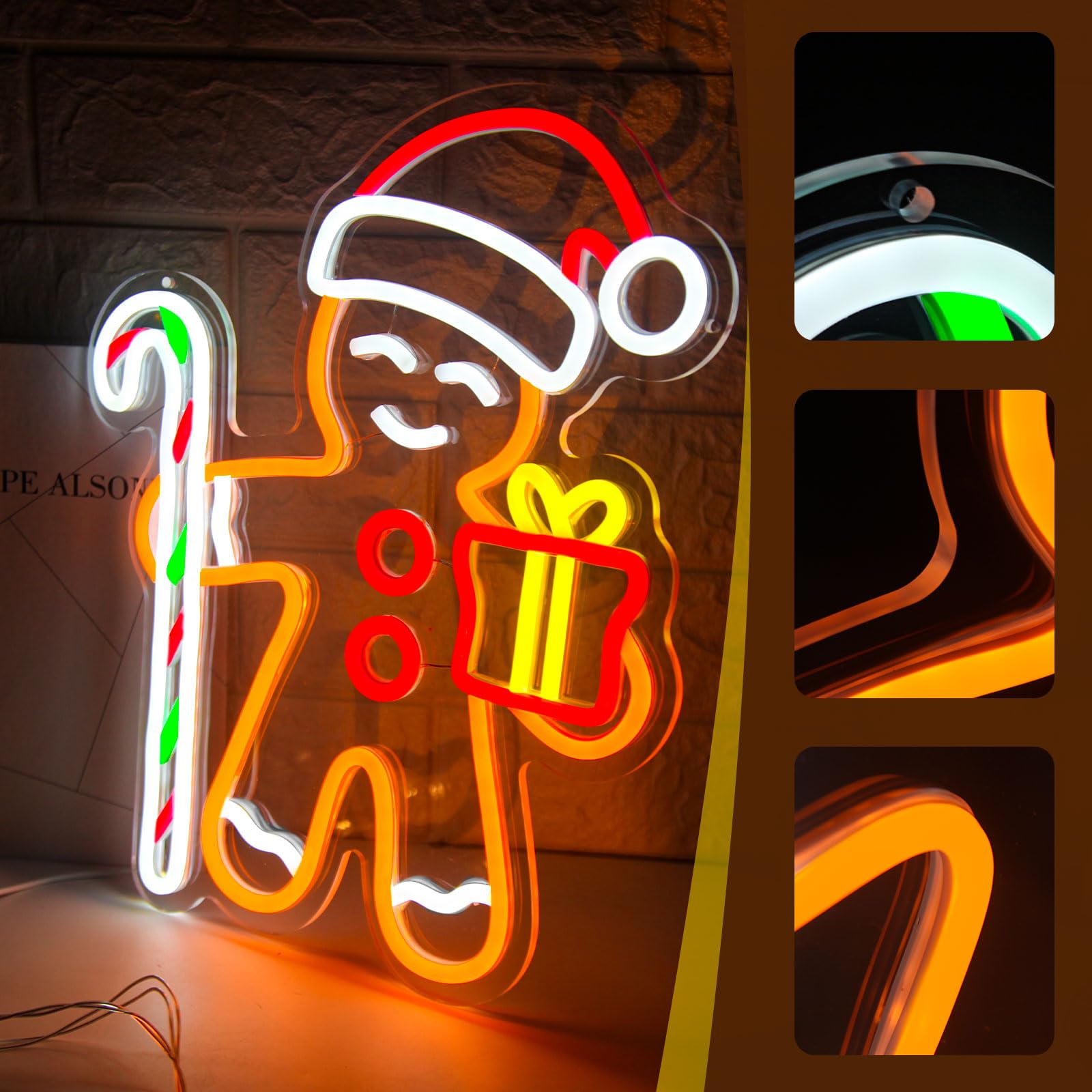 Gingerbread Man LED Neon Sign  - Baby Nursery Wall Lights recension och pris