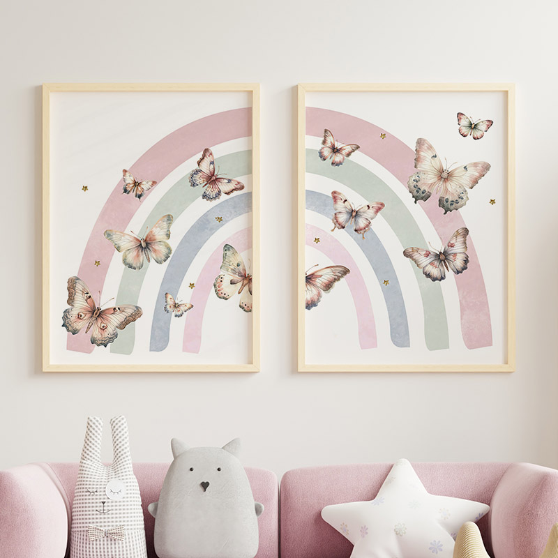 Pink Rainbow Butterfly Custom  - Baby Nursery Decor Girl recension och pris